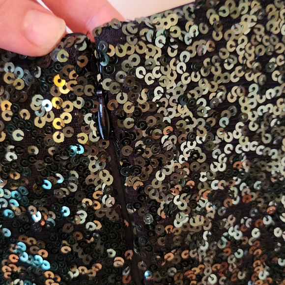 Badgley Mischka Green Sequin Shamrock Mini Dress Size 14 - Picture 4 of 4